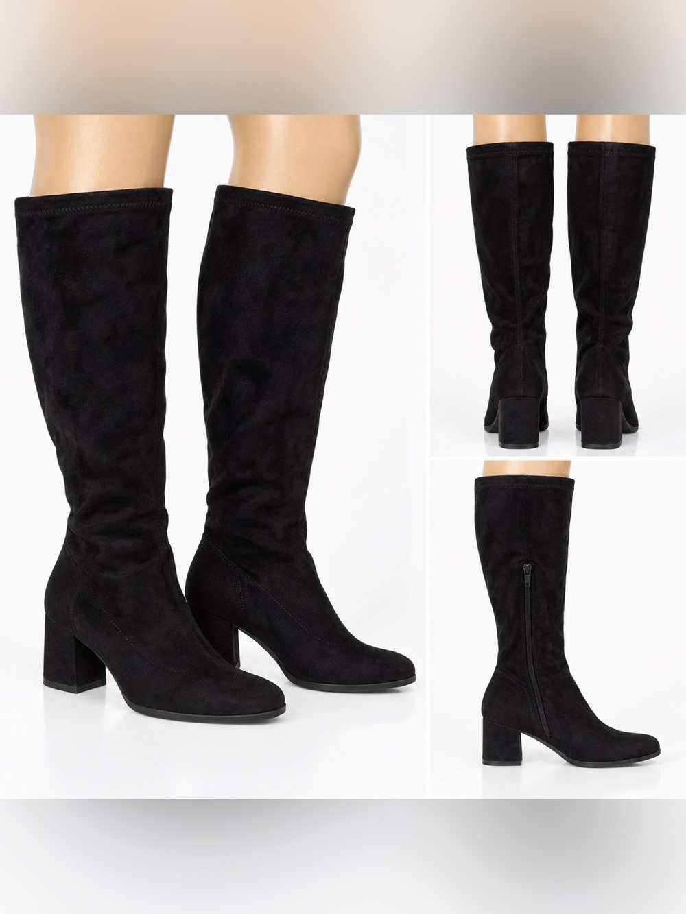 Black suede knee high boots